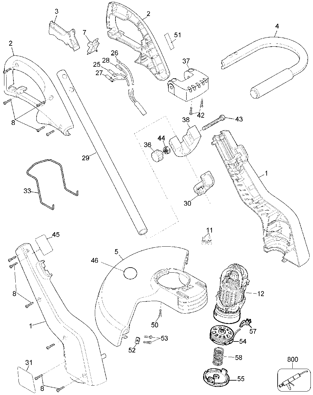 Exploded Diagram A Diagram and Parts List for ST7000C Type 1 Black and Decker Trimmer